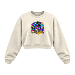 GBN Paint Splash Panther Women's Cropped Crewneck - Bone