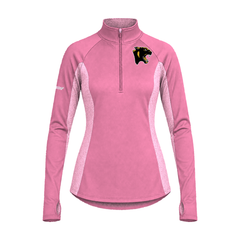 GBN Panther Logo Women's Two-Tone Stretch Quarter-Zip - Pink Rush/ Pink Rush Heather