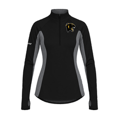 GBN Panther Logo Women's Two-Tone Stretch Quarter-Zip - Black/ Charcoal Grey Heather