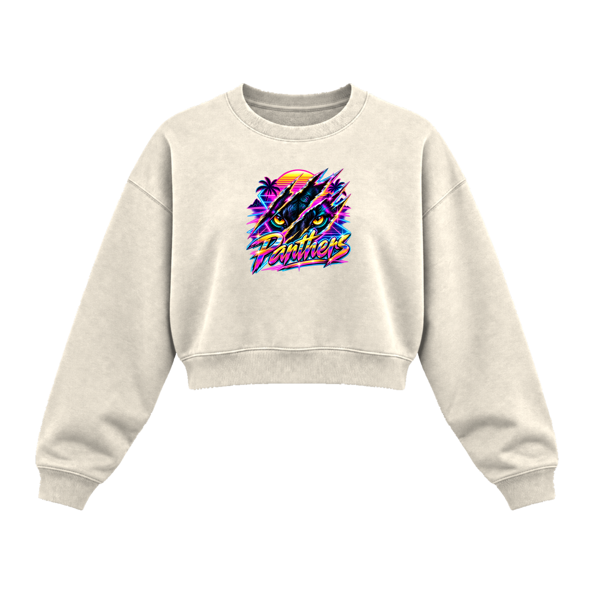 GBN Neon Panther Women's Cropped Crewneck - Bone