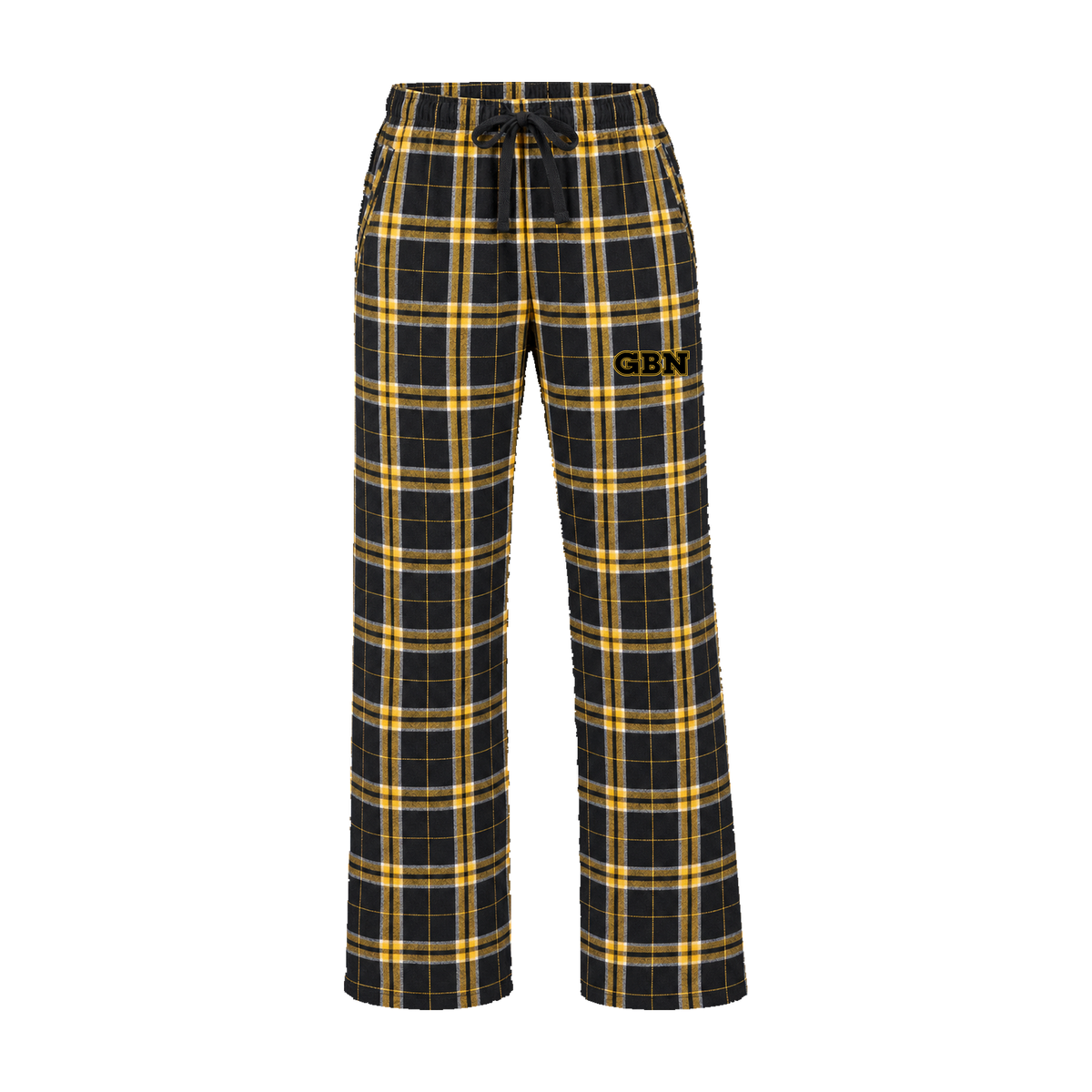GBN Varsity Letters Women's Flannel Pants - Black/ Gold
