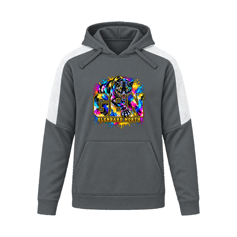 GBN Paint Splash Panther Performance Hoodie - Iron Grey/ White