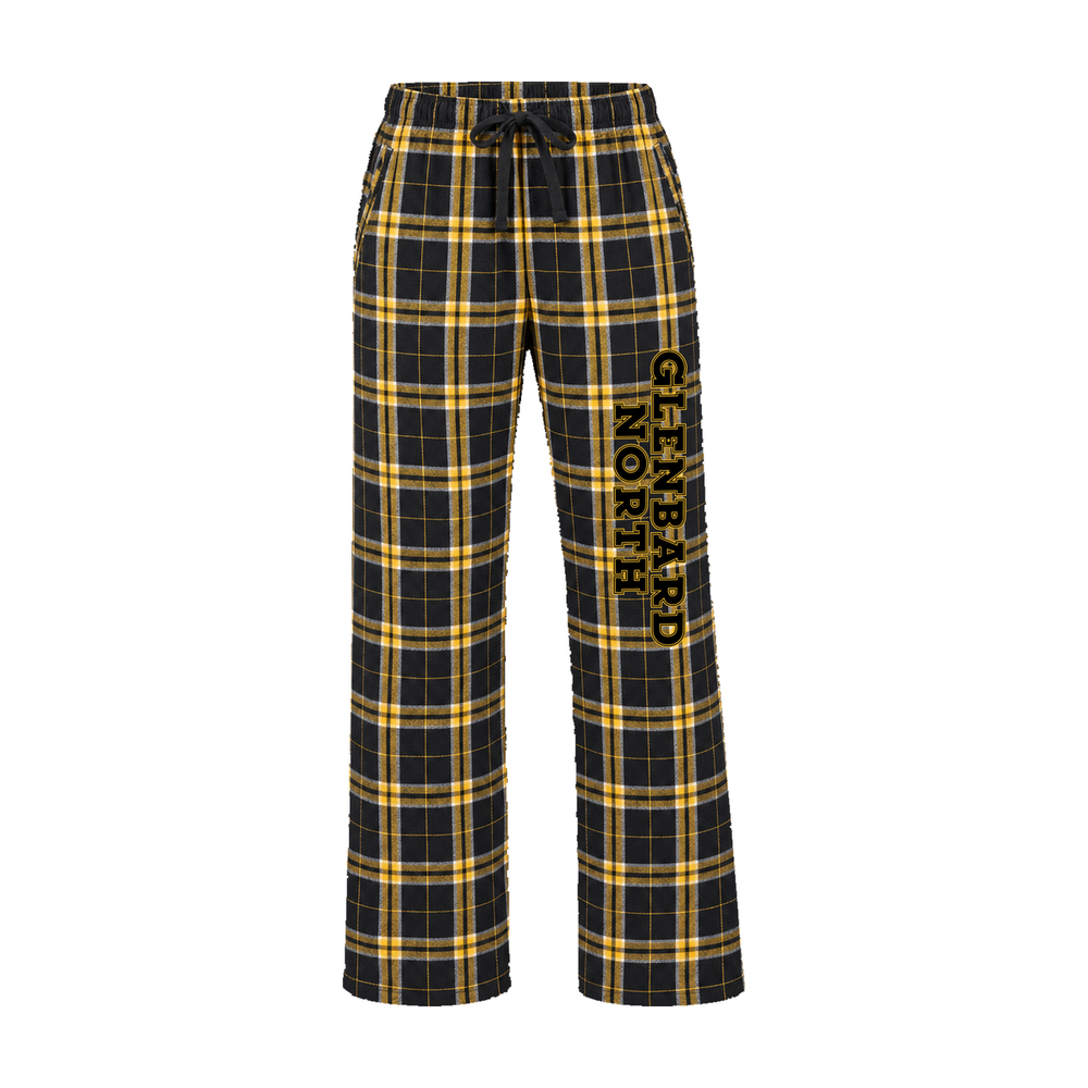 GBN Glenbard North Leg Women's Flannel Pants - Black/ Gold