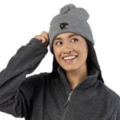 Embroidered Pom-Pom Knit Cap