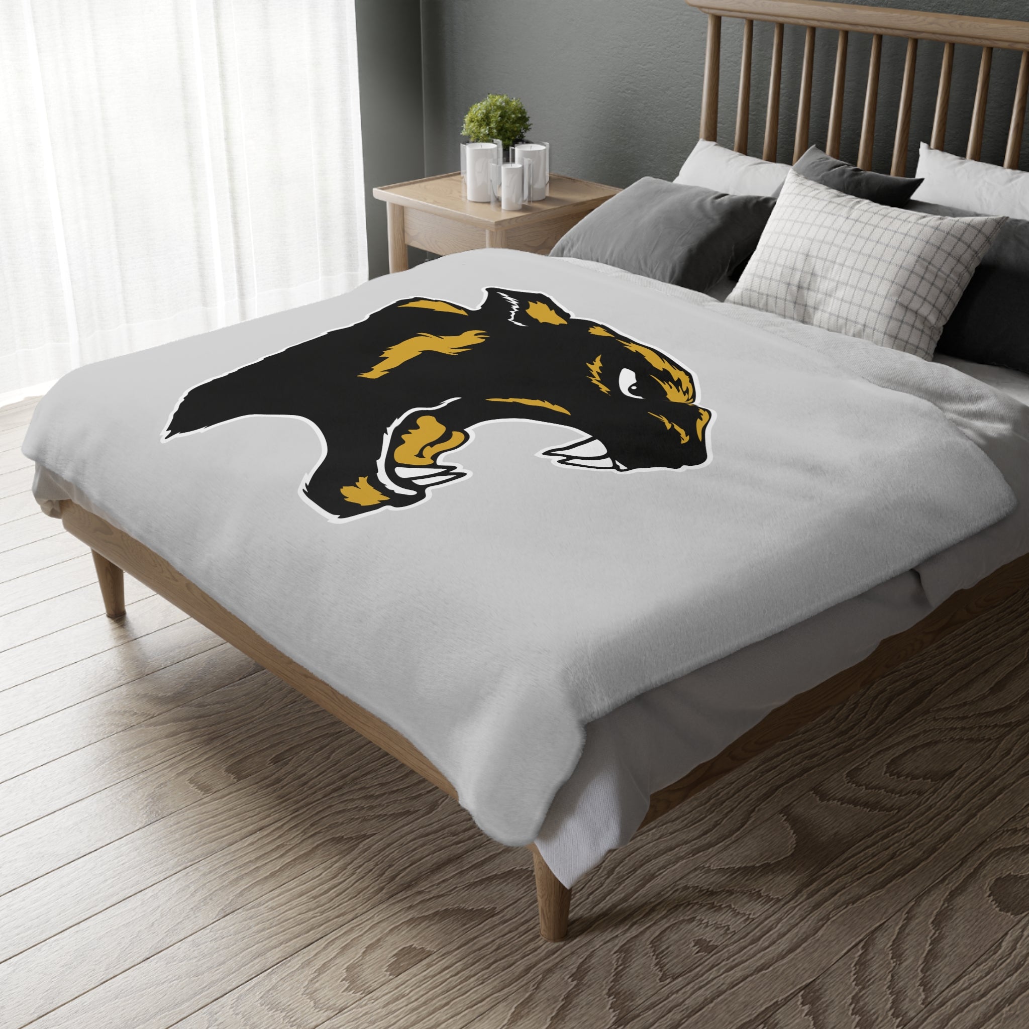 Panther Reversible Microfiber Blanket (Gray)