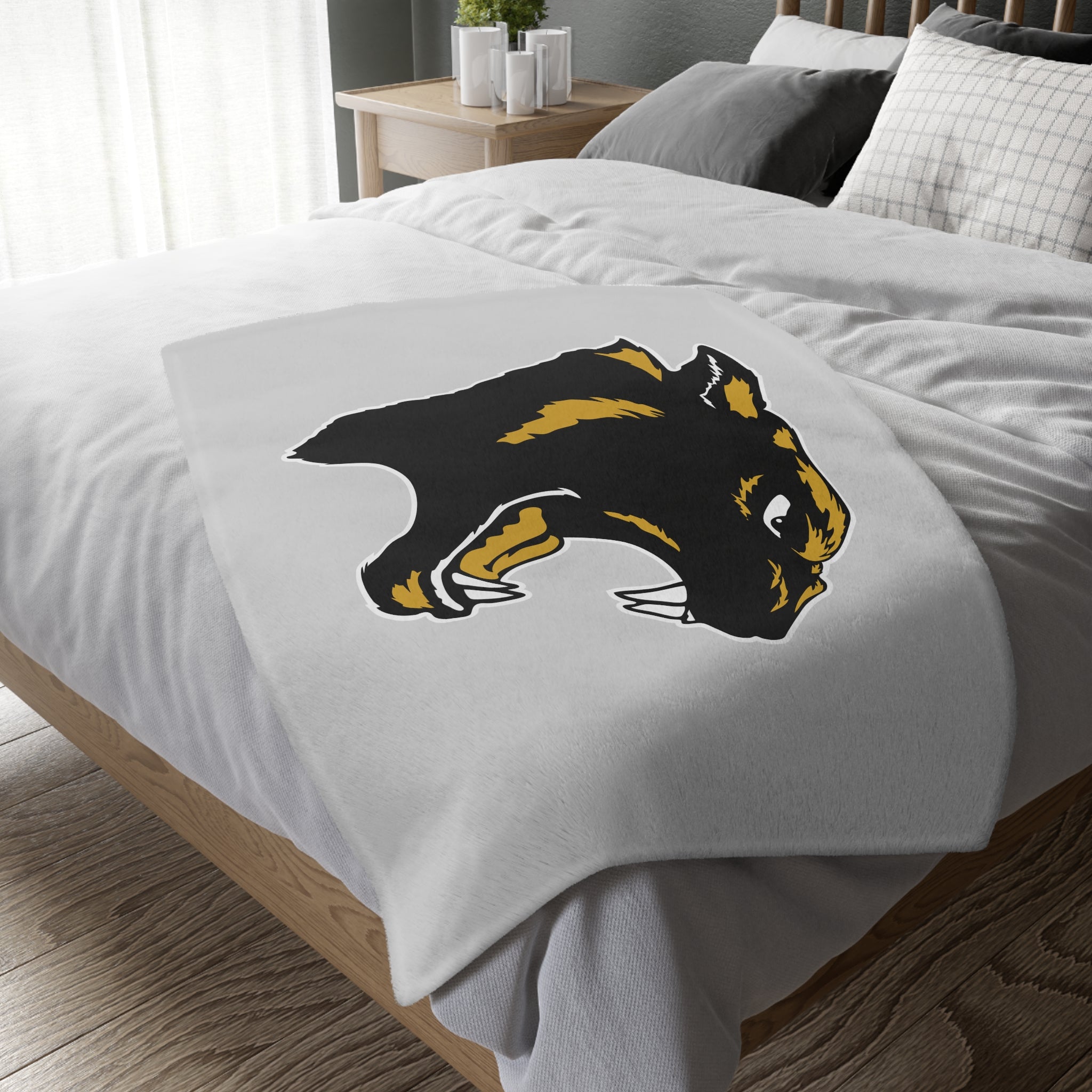 Panther Reversible Microfiber Blanket (Gray)