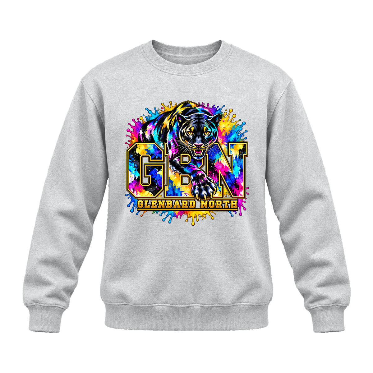 GBN Paint Splash Panther Premium Crewneck - Light Steel