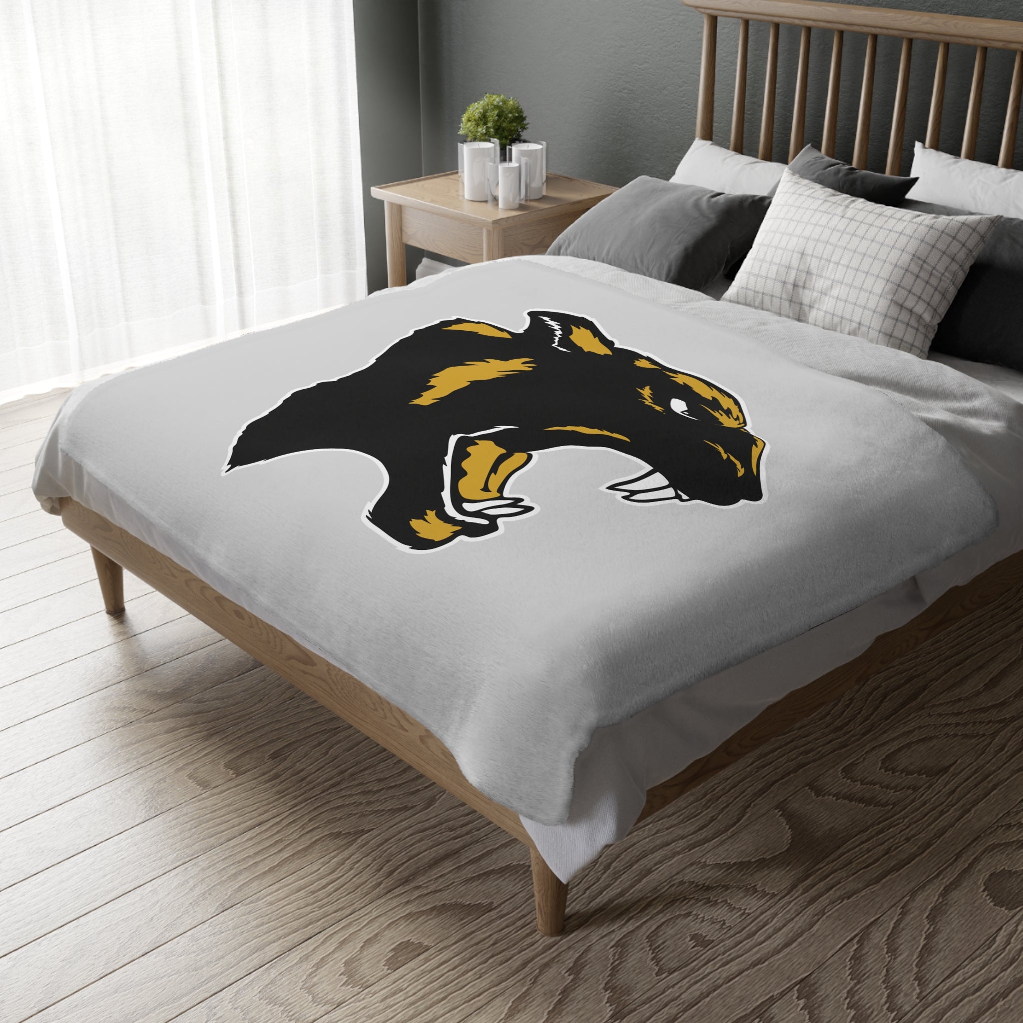 Panther Reversible Microfiber Blanket (Gray)