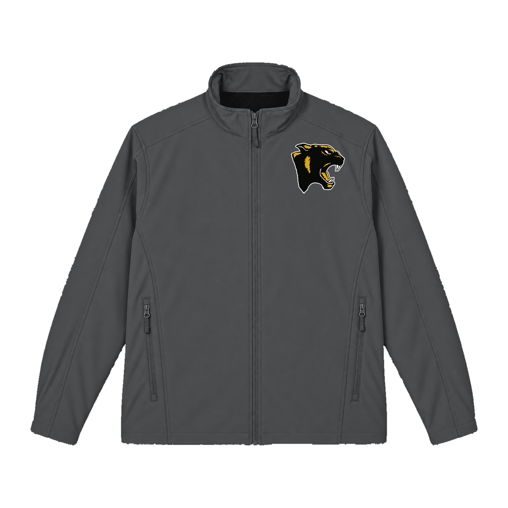 GBN Panther Logo Embroidered Soft Shell Jacket - Deep Smoke