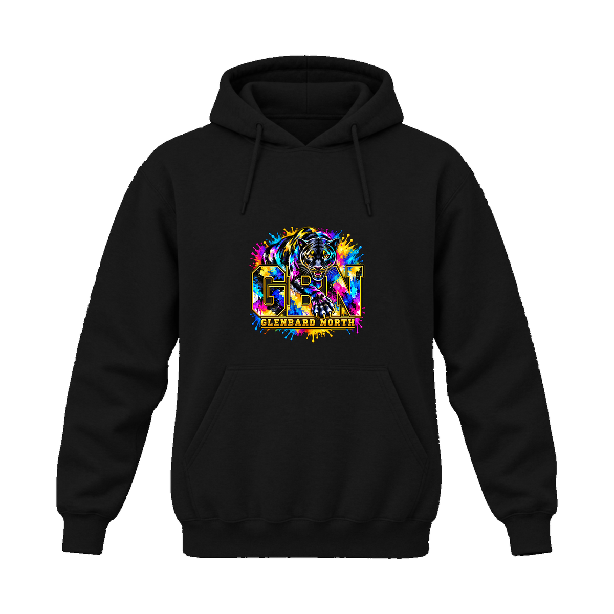 GBN Paint Splash Panther Hoodie - Black