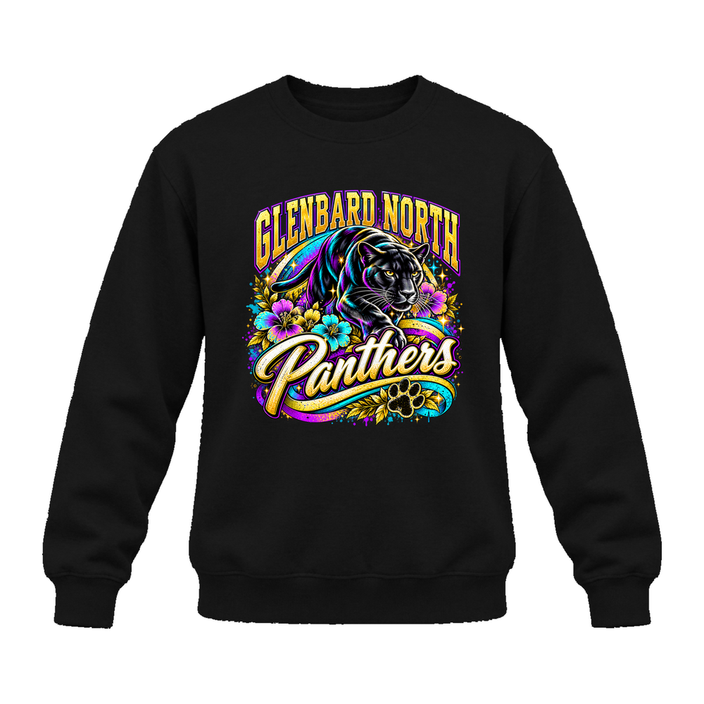 GBN Flower Power Panther Premium Crewneck - Black