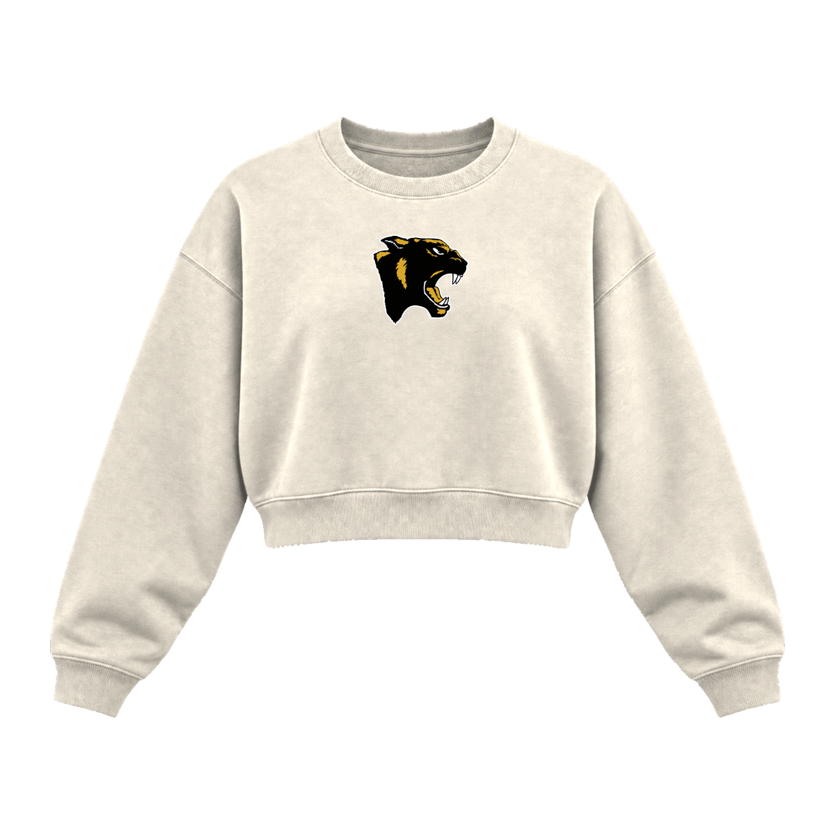 GBN Panther Logo Women's Cropped Crewneck - Bone