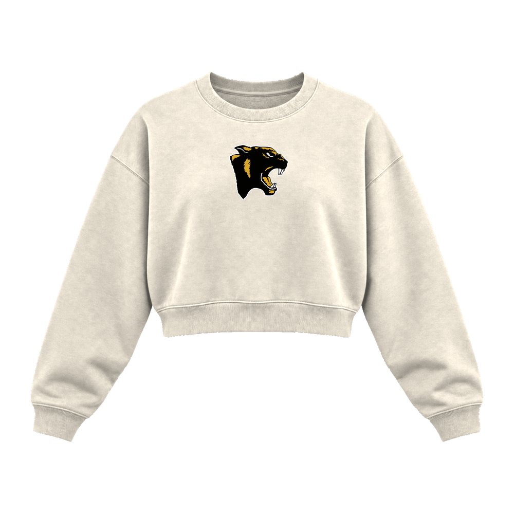 GBN Panther Logo Women's Cropped Crewneck - Bone