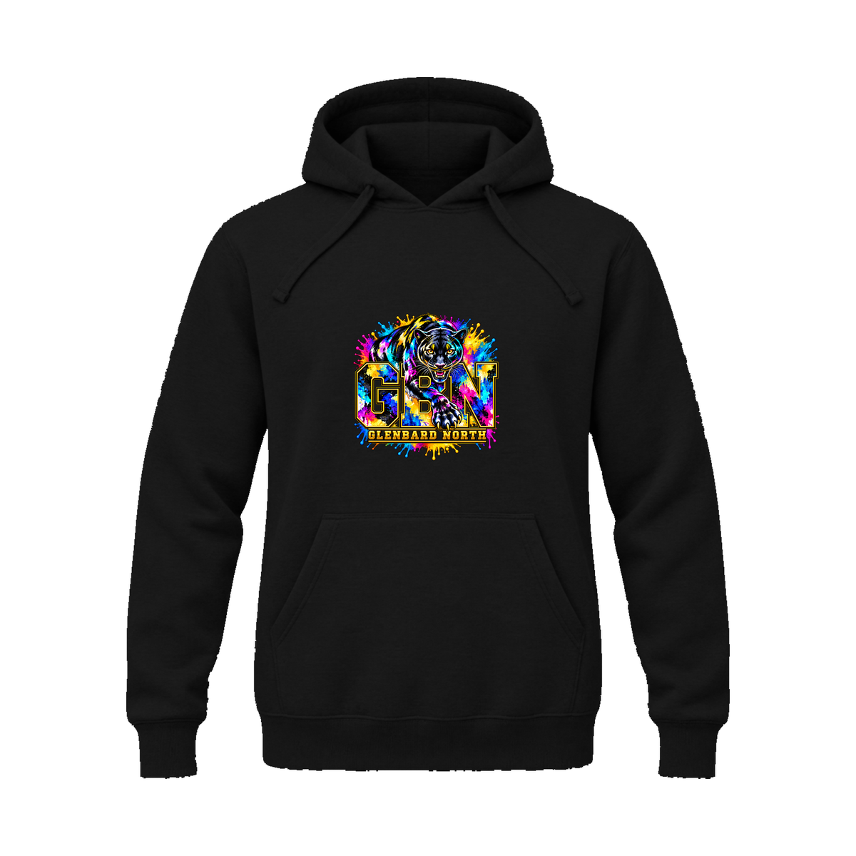 GBN Paint Splash Panther Premium Hoodie - Black
