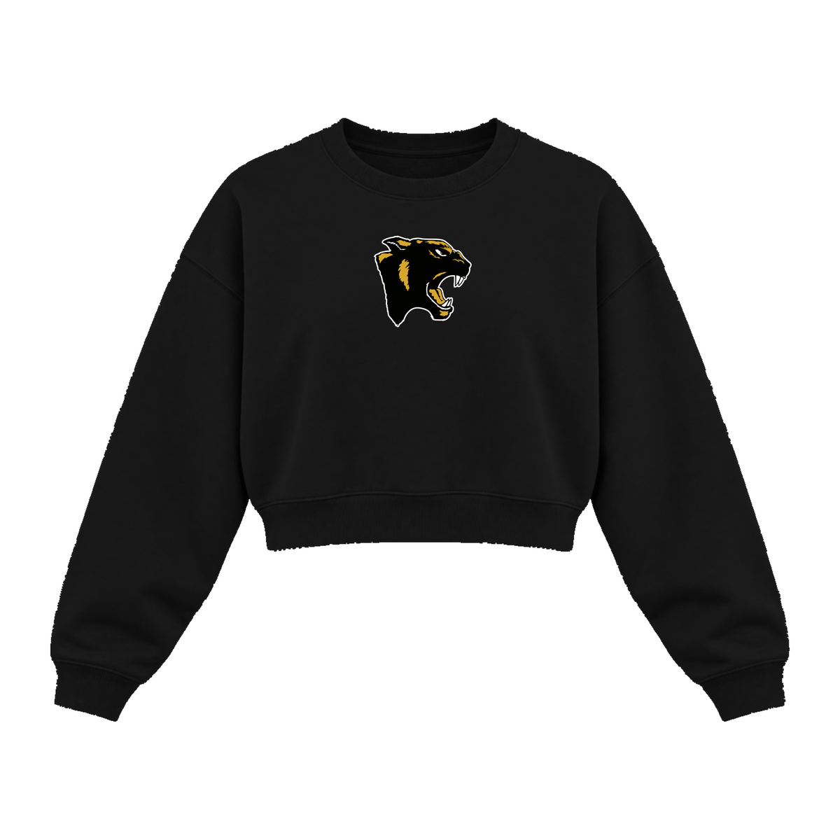 GBN Panther Logo Women's Cropped Crewneck - Black