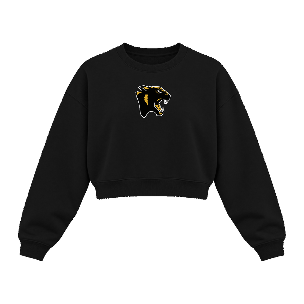 GBN Panther Logo Women's Cropped Crewneck - Black