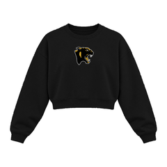 GBN Panther Logo Women's Cropped Crewneck - Black