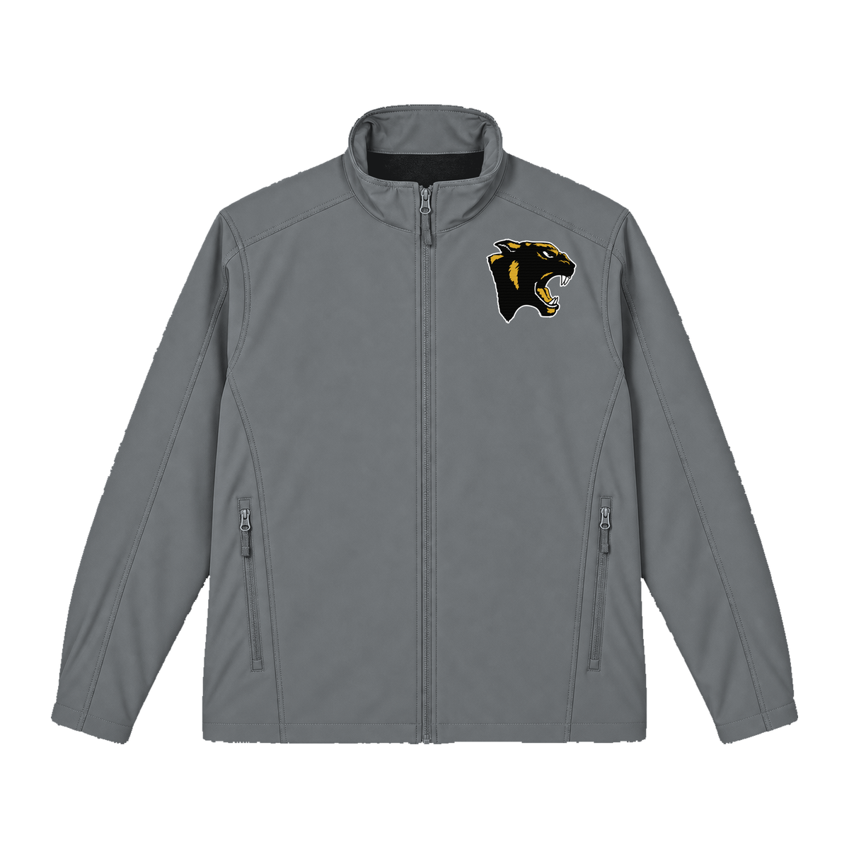 GBN Panther Logo Embroidered Soft Shell Jacket - Battleship Grey