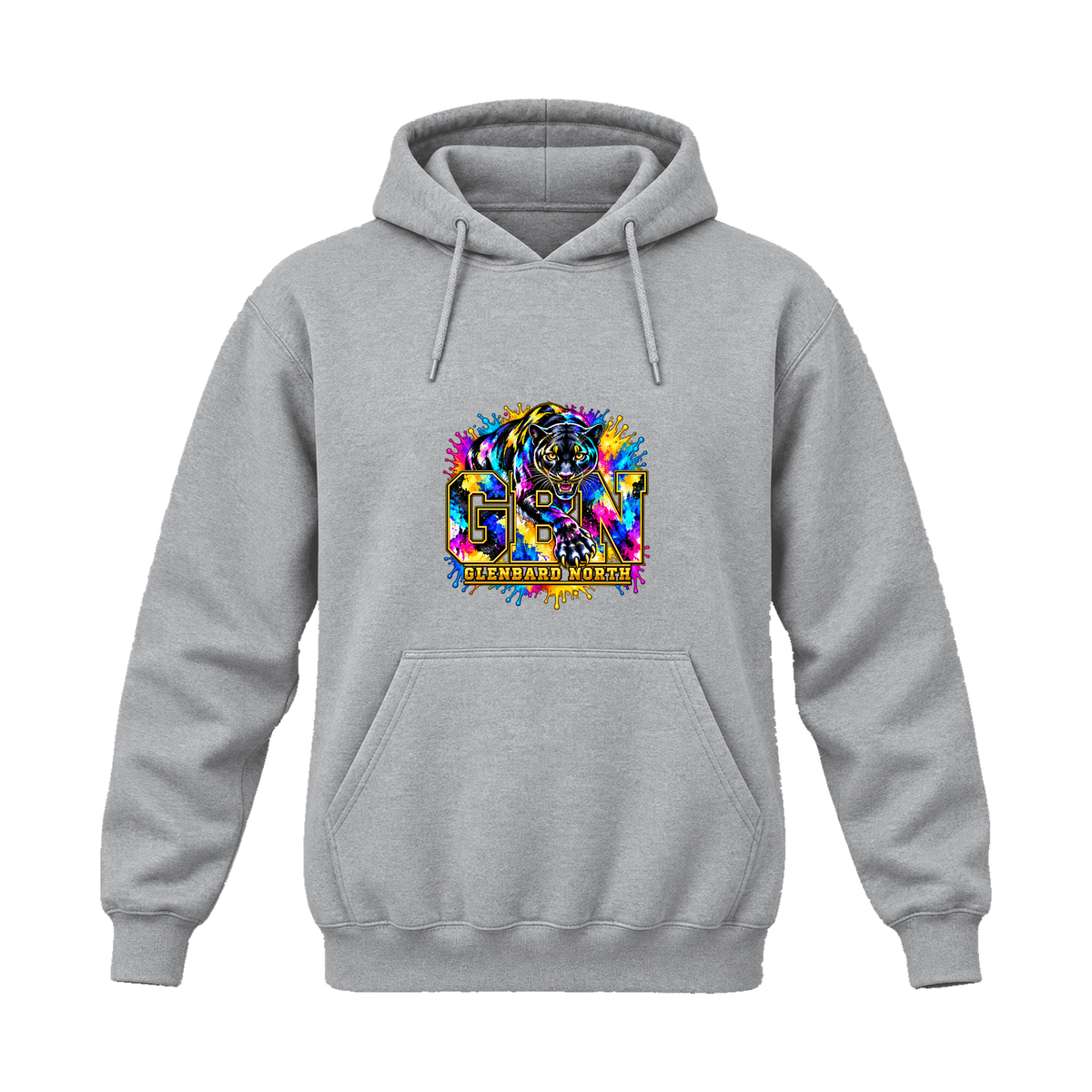 GBN Paint Splash Panther Hoodie - Sport Grey