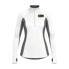 GBN Block Logo Women's Two-Tone Stretch Quarter-Zip - White/ Charcoal Grey Heather