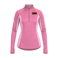GBN Block Logo Women's Two-Tone Stretch Quarter-Zip - Pink Rush/ Pink Rush Heather