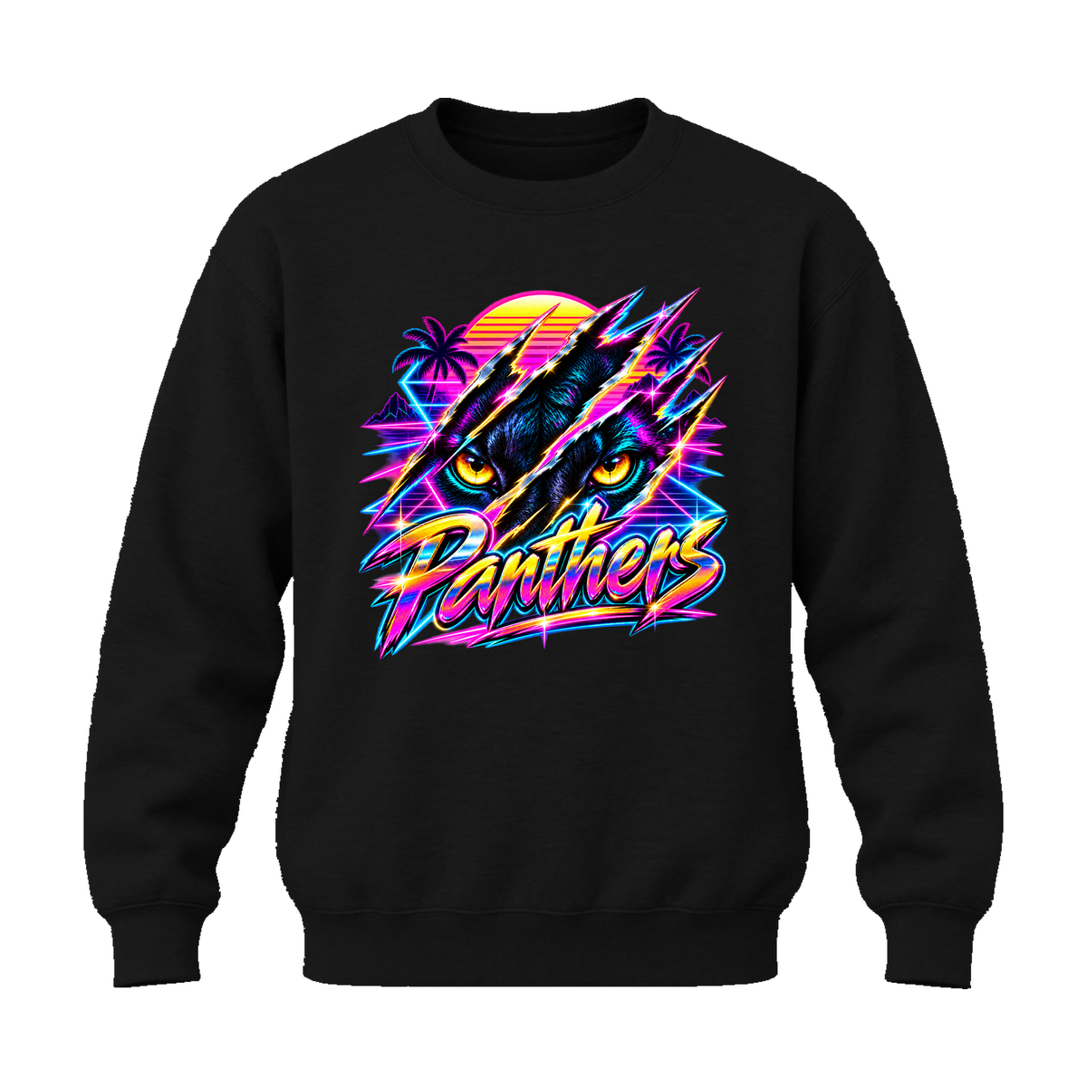 GBN Neon Panther Crewneck Sweatshirt - Black