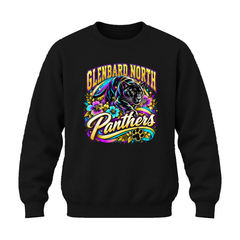 GBN Flower Power Panther Crewneck Sweatshirt - Black