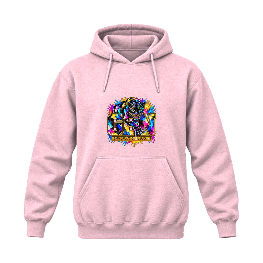 GBN Paint Splash Panther Hoodie - Light Pink