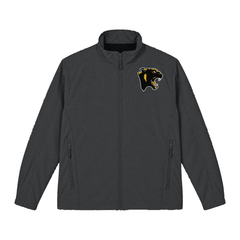 GBN Panther Logo Embroidered Soft Shell Jacket - Black Charcoal Heather