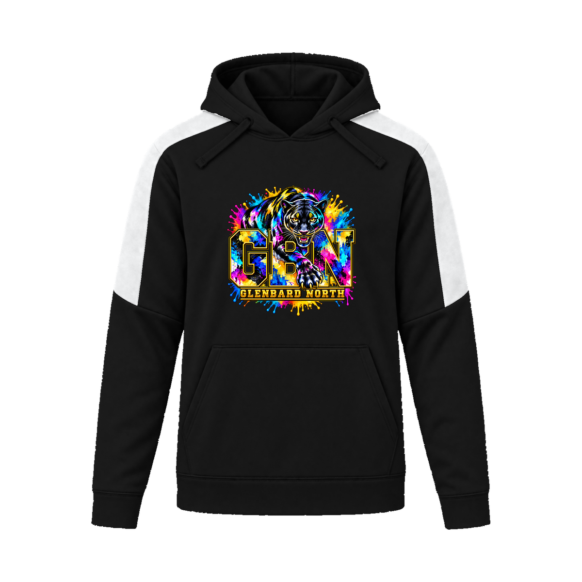 GBN Paint Splash Panther Performance Hoodie - Black/ White