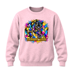 GBN Paint Splash Panther Crewneck Sweatshirt - Light Pink