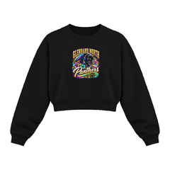 GBN Flower Power Panther Women's Cropped Crewneck - Black