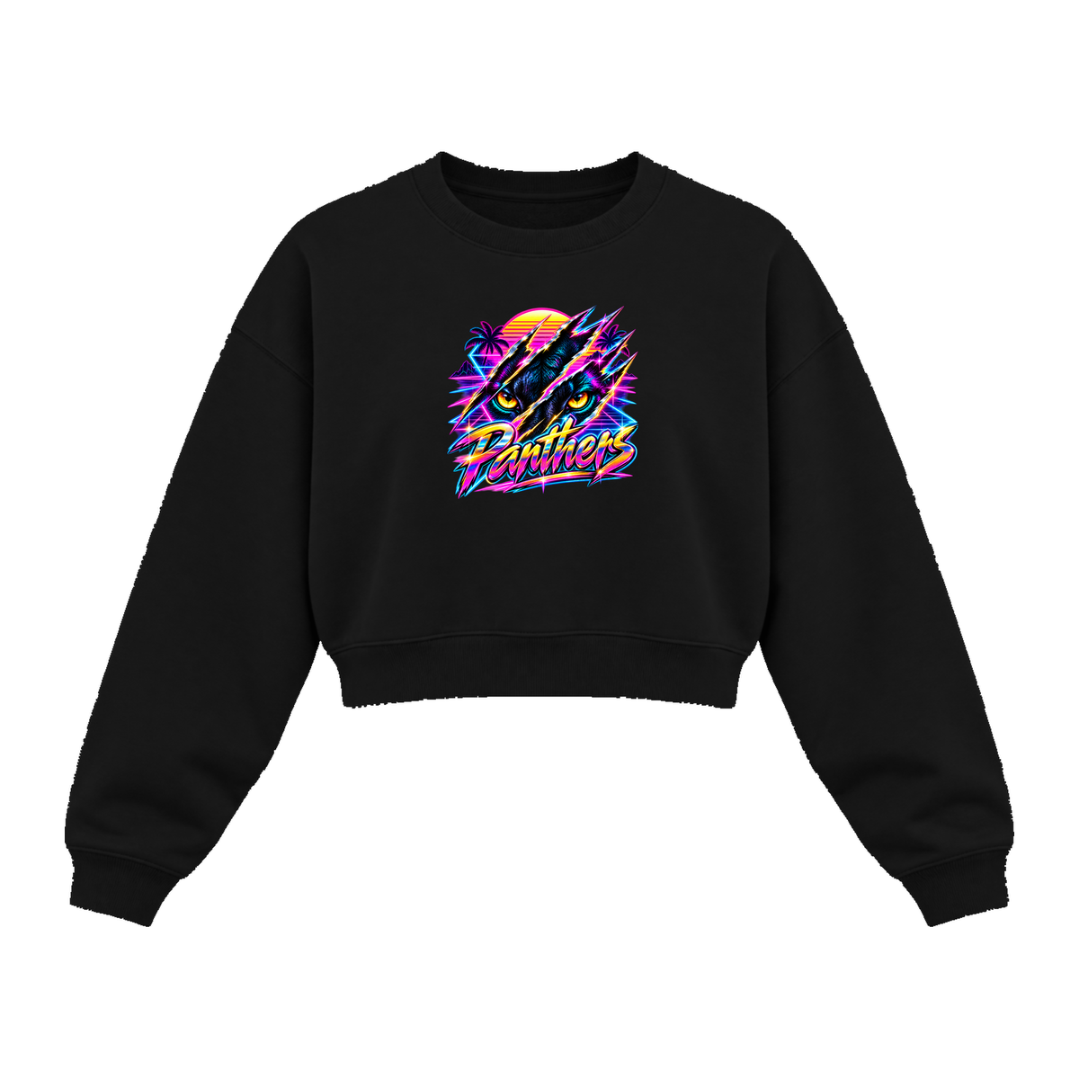 GBN Neon Panther Women's Cropped Crewneck - Black