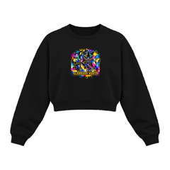 GBN Paint Splash Panther Women's Cropped Crewneck - Black